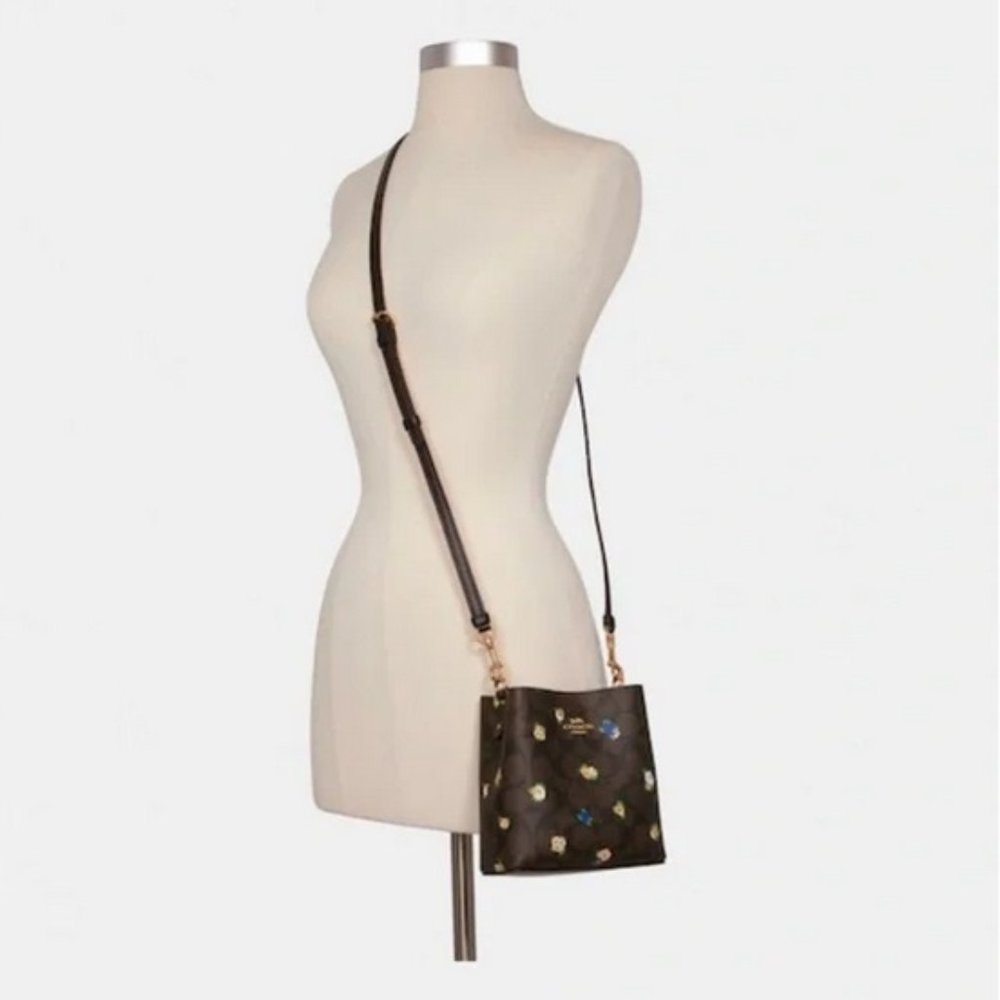COACH NWT Mini Town Bucket Bag In Signature Canvas With Vintage Mini Rose Print - Picture 3 of 13